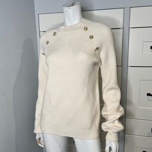 Melanie Lynn. Size xsmall. Brass like buttons. Sweater. Mock neck.